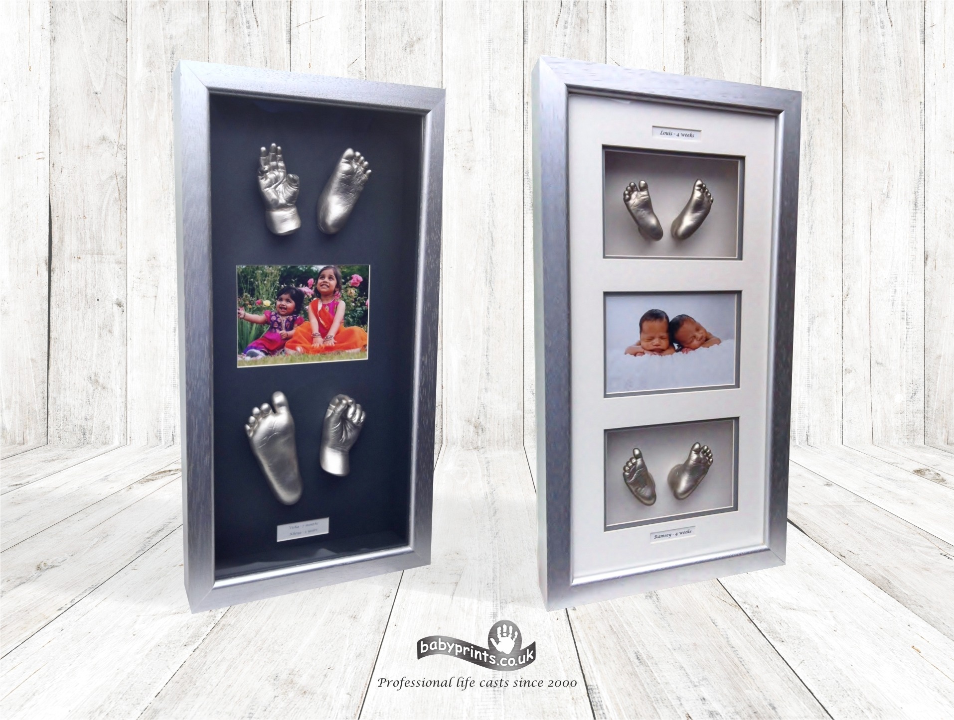 Sibling castings with photo in portrait frame
